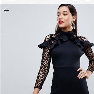 Asos Lace & Ruffle Pencil Dress